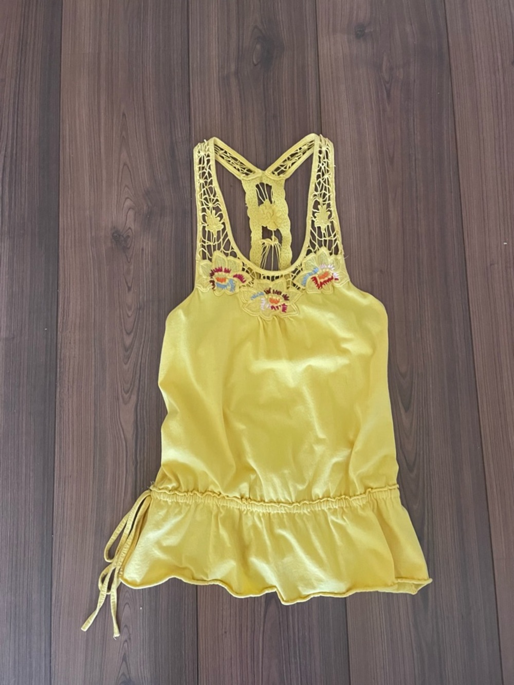 Yellow Lace Racerback Tank Top - Women’s Size Small